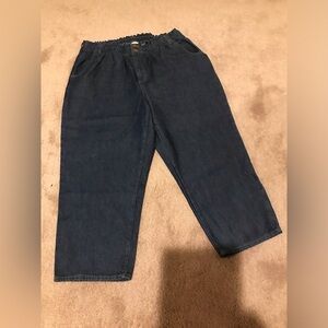 Dark Blue Denim Pants, papersack waist